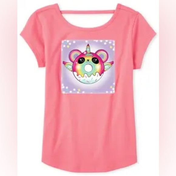 The Children Place Girls Lenticular Pandacorn Donut Cut Out Top - Salmonrose - Picture 1 of 7